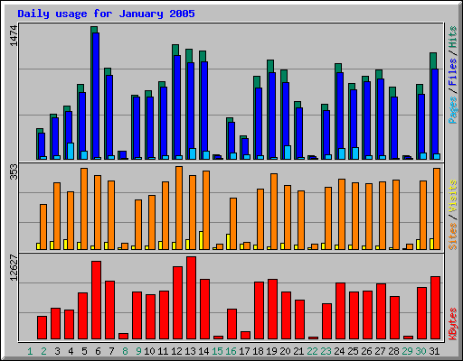 Daily usage for January 2005